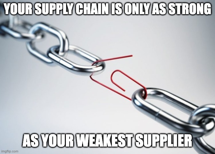 A chain with a paperlink holding it together